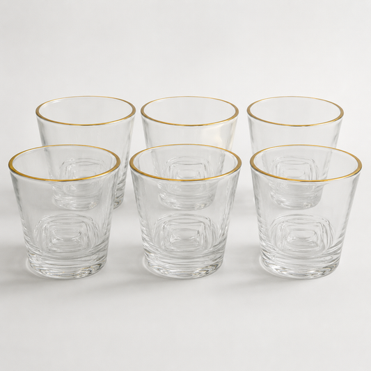 6 Pcs Gold Rim Glass Tumbler Set