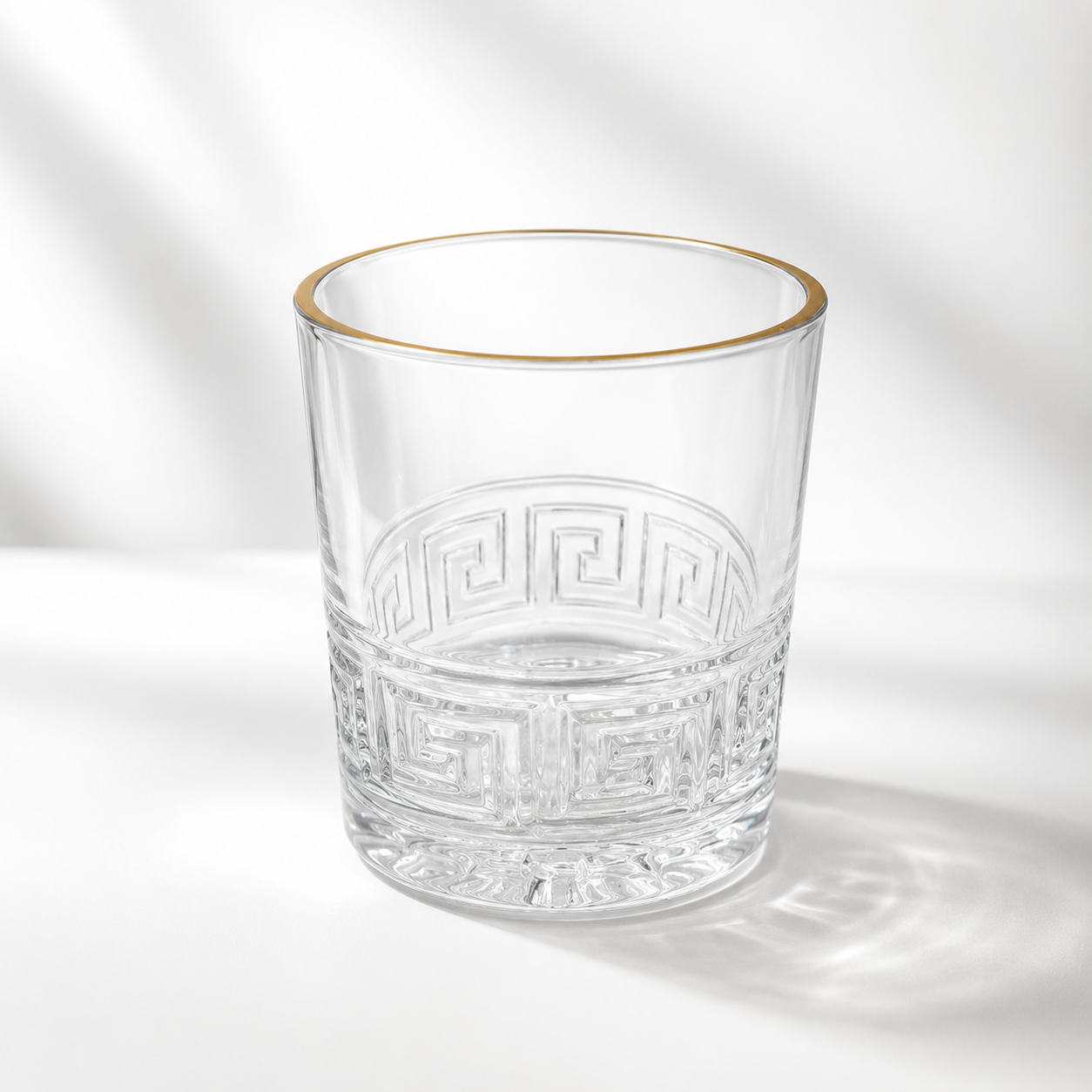 Greek Key Gold Rim Glass Set – 6 Pcs