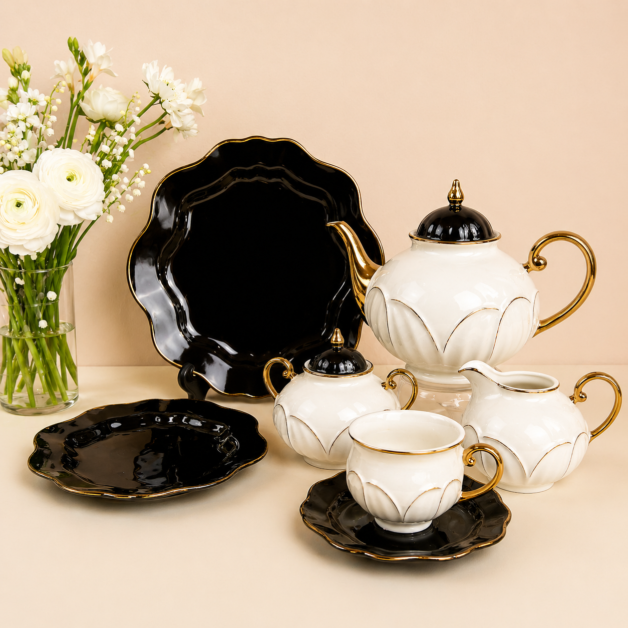 Premium Luxury 24PC Porcelain Tea Set