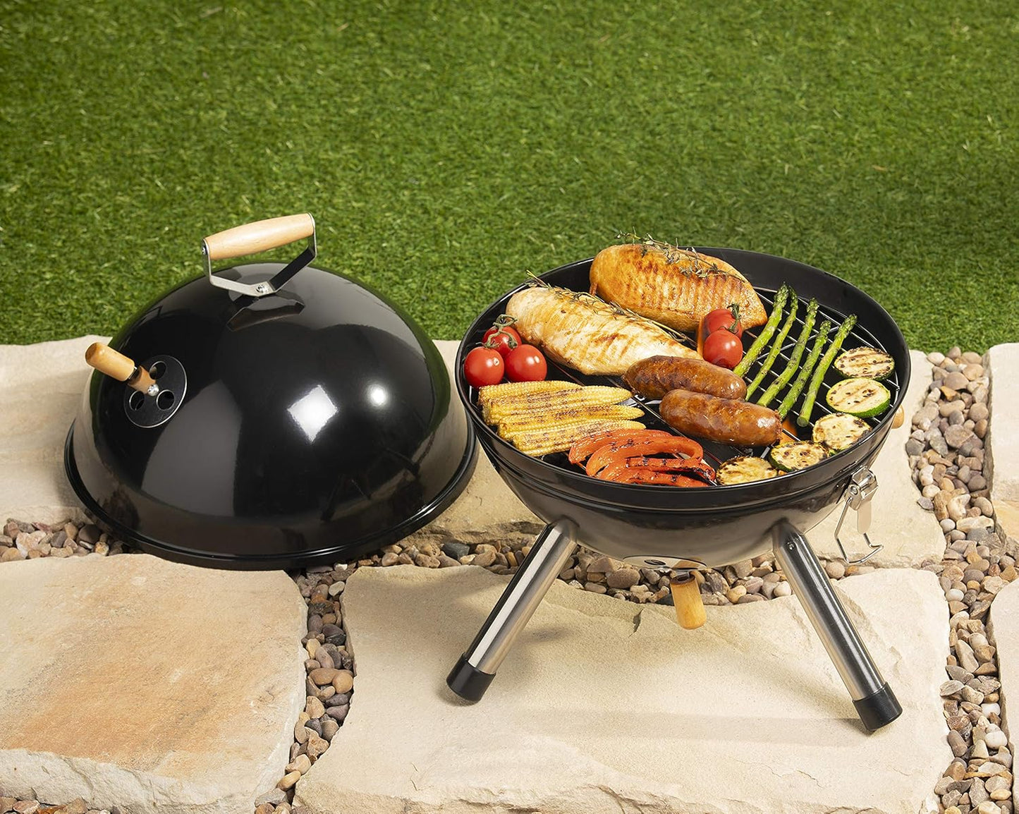 Premium Charcoal BBQ Grill – Portable Outdoor Barbecue Stand with Lid | Backyard & Camping Grill