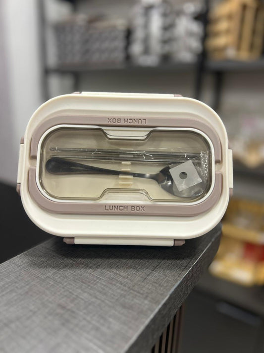 2-Compartment Bento Lunch Box with Spoon & Fork