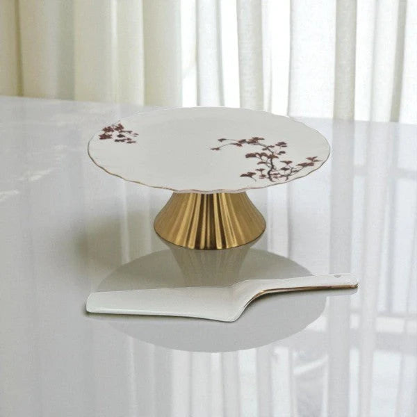 Angela 10.5" Ceramic Cake Stand with Lifter