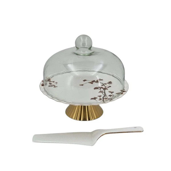 Angela 11.5" Cake Stand with Glass Lid & Lifter