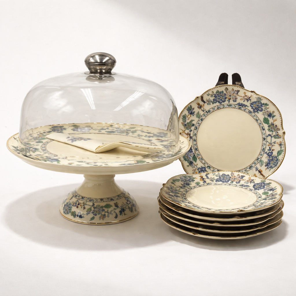 Royal Albert 9 PCS Cake Set – Floral Porcelain Dessert Stand with Plates