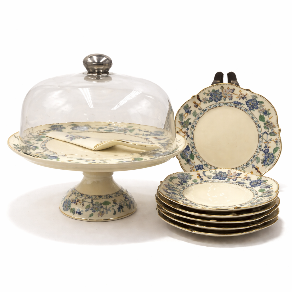 Royal Albert 9 PCS Cake Set – Floral Porcelain Dessert Stand with Plates