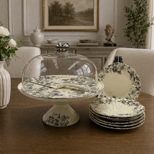 Royal Albert 9 PCS Cake Set – Floral Porcelain Dessert Stand with Plates