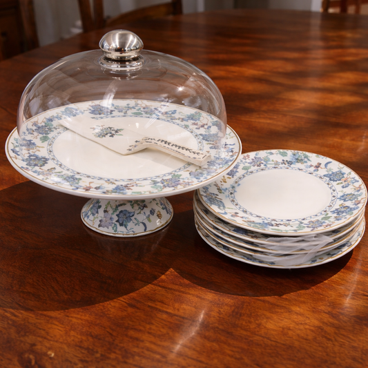 Royal Albert 9 PCS Cake Set – Floral Porcelain Dessert Stand with Plates