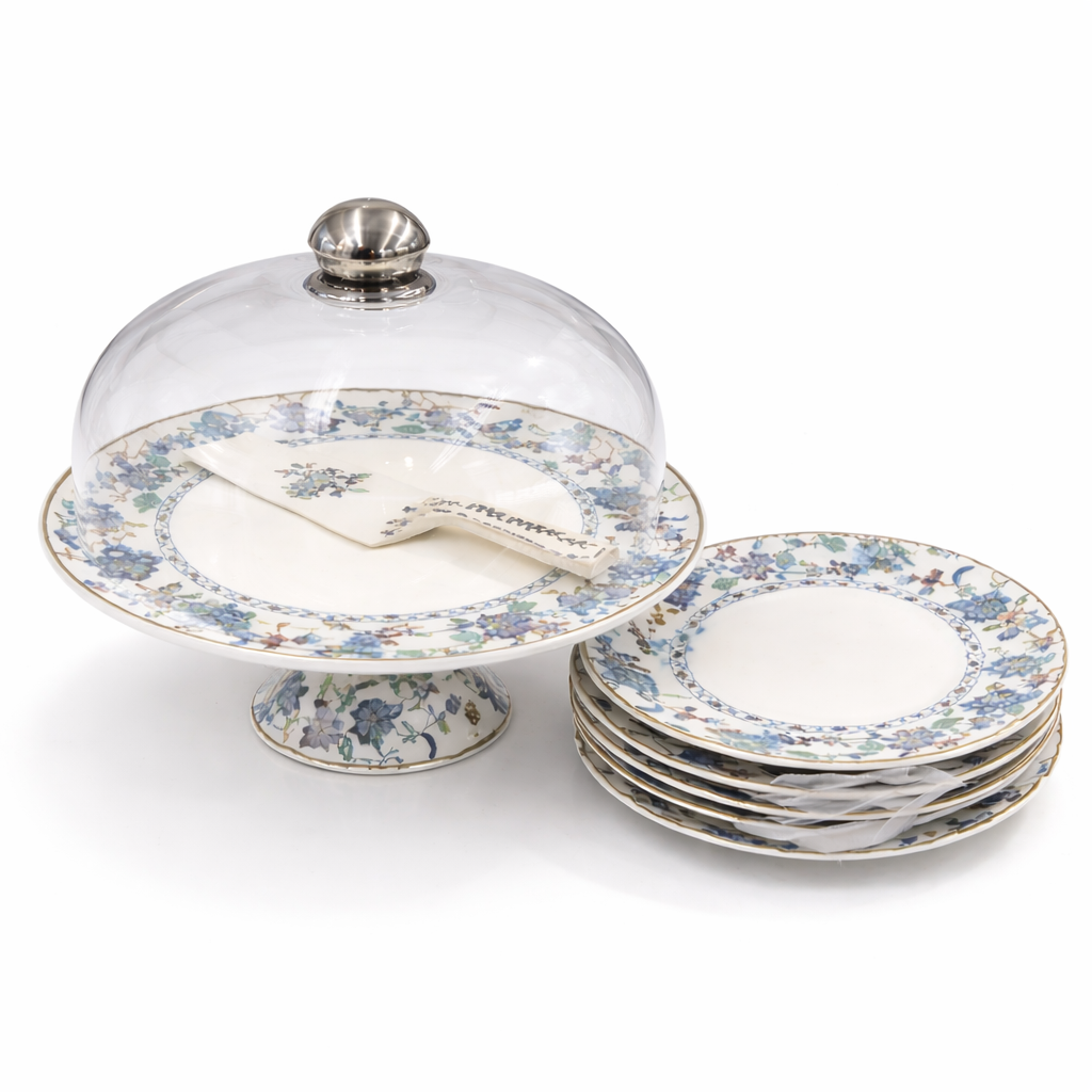 Royal Albert 9 PCS Cake Set – Floral Porcelain Dessert Stand with Plates