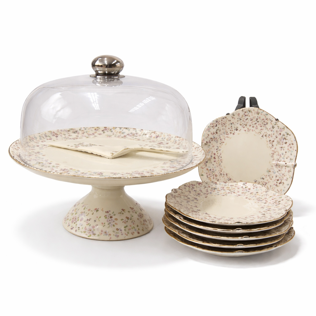 Royal Albert 9 PCS Cake Set – Floral Porcelain Dessert Stand with Plates