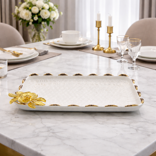 11" Premium Gold Floral Nut Plate – Luxury Serving Tray