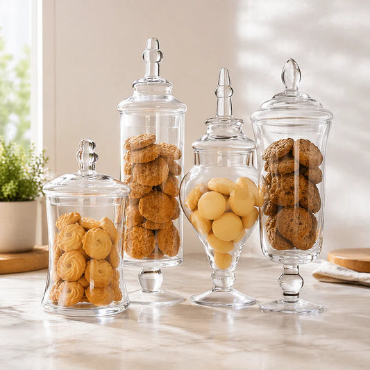 Danny Home Decorative Cookie Glass Jar Set 4pcs