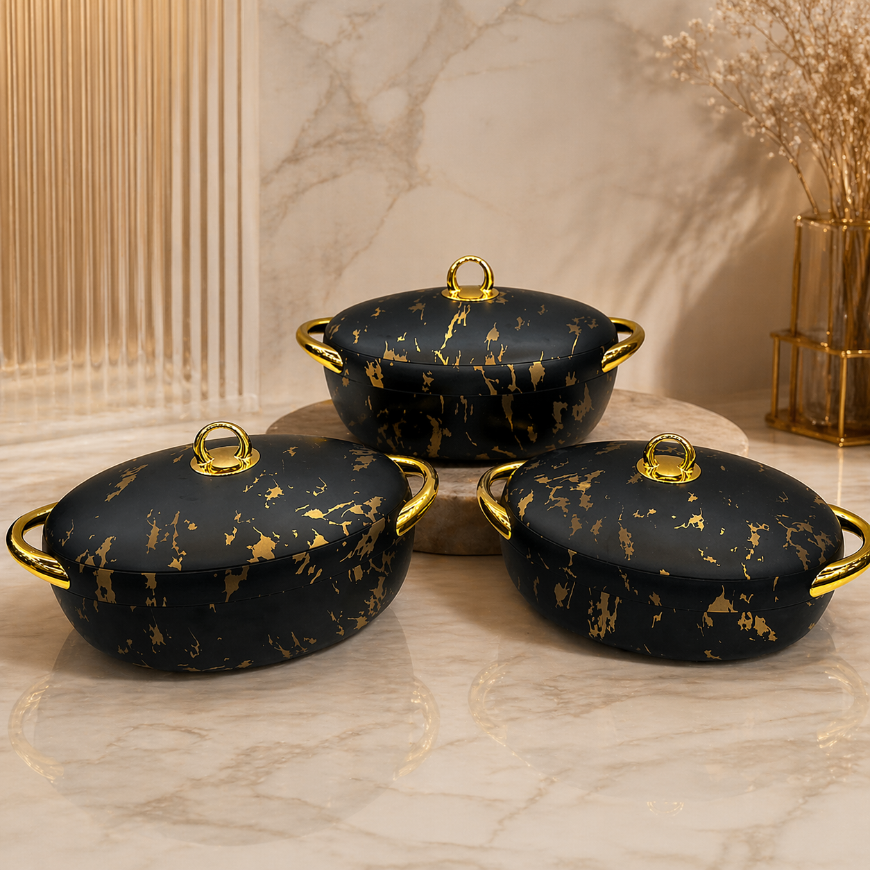 Luxury Hotpot Set with Magnetic Lock – Premium Marble & Wooden Finish