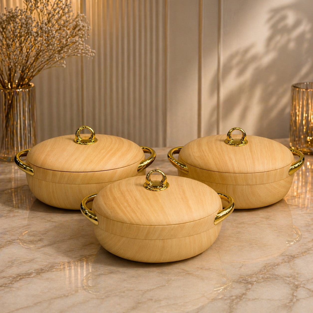 Luxury Hotpot Set with Magnetic Lock – Premium Marble & Wooden Finish