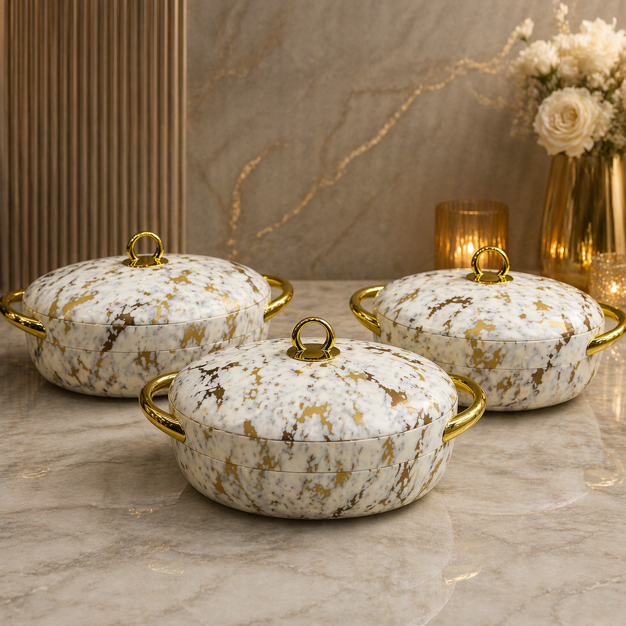 Luxury Hotpot Set with Magnetic Lock – Premium Marble & Wooden Finish