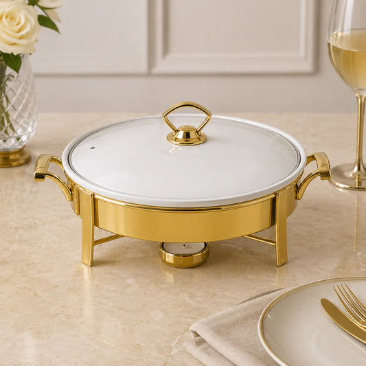 Brilliant Golden Round Chafing Dish