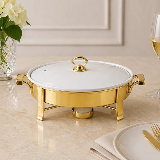 Brilliant Golden Ceramic Rectangular Chafing Dish