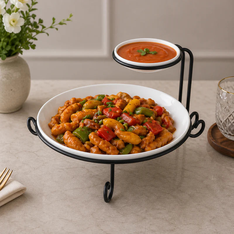 Brilliant 2-Tier Serving Plate with Dip Bowl