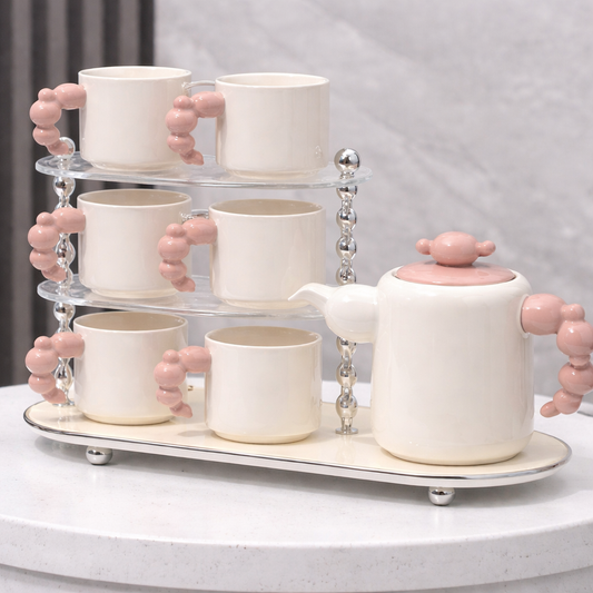 9-Piece Ceramic Tea Set with Cups & Teapot – Premium Kitchenware