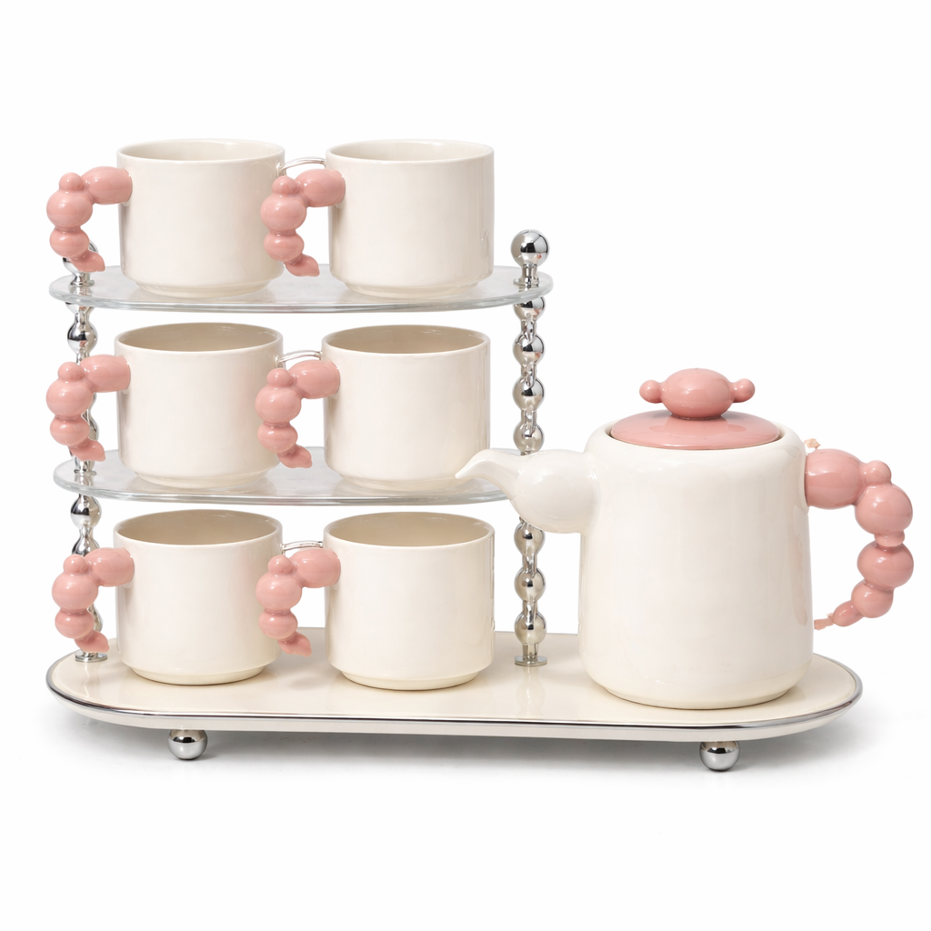 9-Piece Ceramic Tea Set with Cups & Teapot – Premium Kitchenware