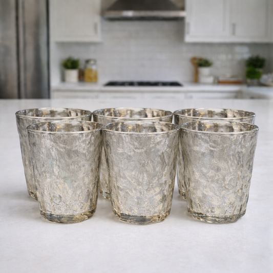 Premium 6 Pcs Grey Textured Glass Set