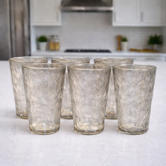 Premium 6 Pcs Grey Textured Glass Set