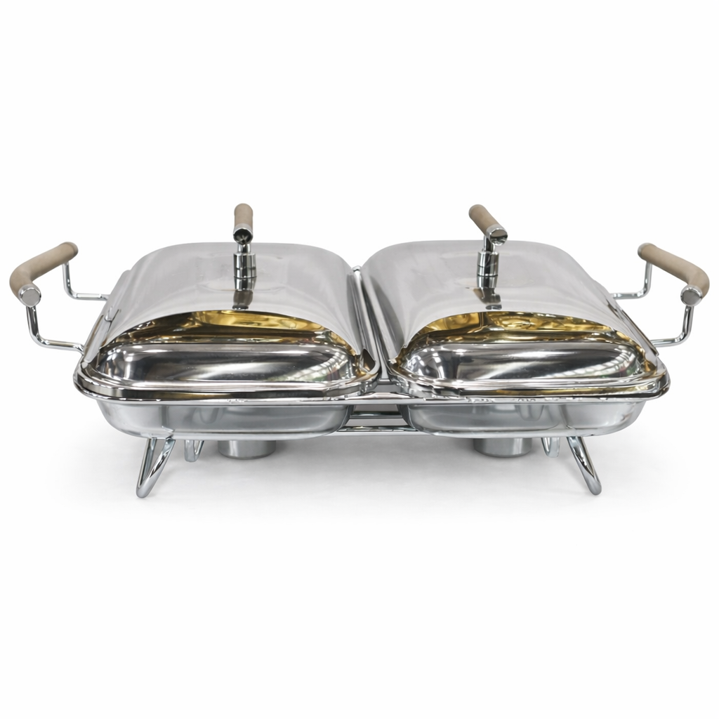 Premium 2 in 1 Stainless Steel Chafing Dish 1.5 LTR Each – Double Buffet Food Warmer Set with Lid