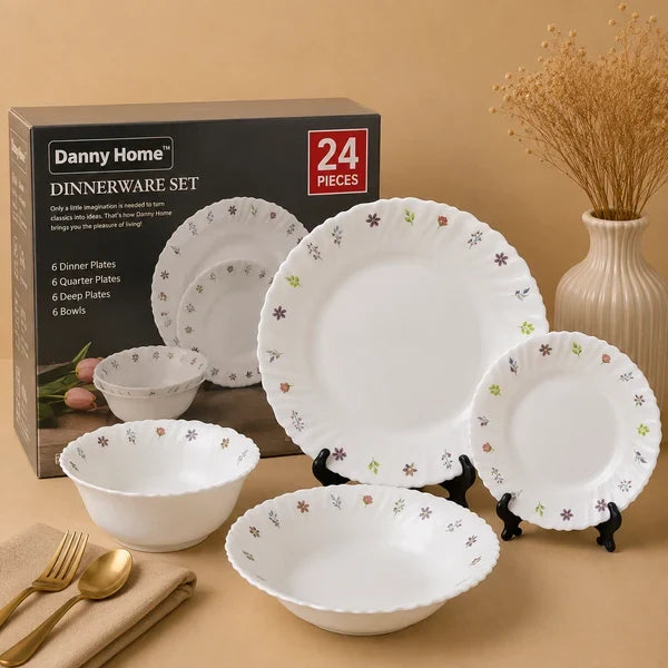 Danny Home Floral Elegance 24-Piece Dinner Set