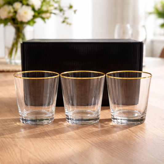 6 Pcs Premium Gold Rim Glass Set