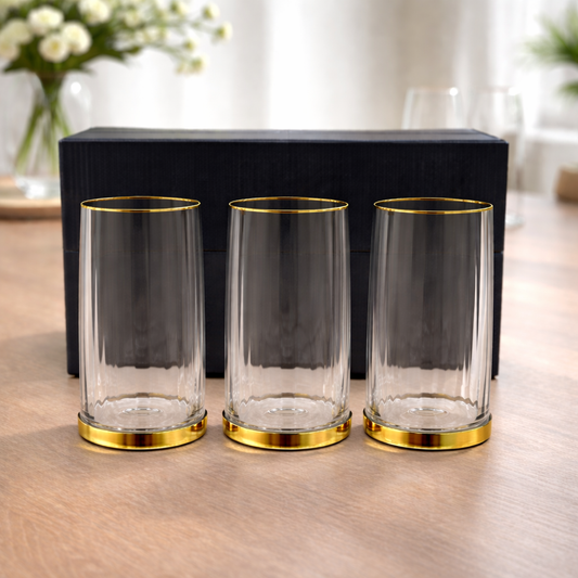 6 Pcs Premium Gold Rim & Gold Base Tall Glass Set