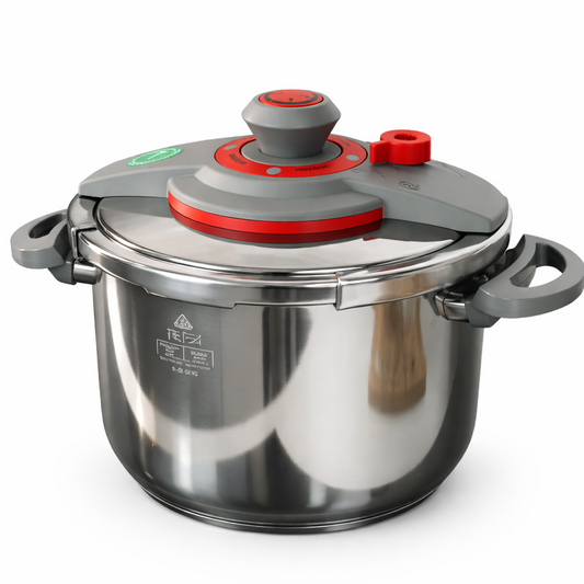 Falez Pressure Cooker – Grey & Red Color | 9 Liter Heavy-Duty Cooker