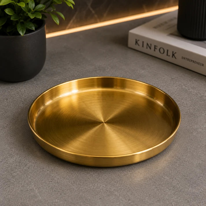 Golden Thali Style Plate – 34cm