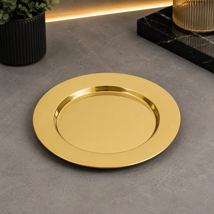 Luxury Golden Round Serving Plate – 22cm