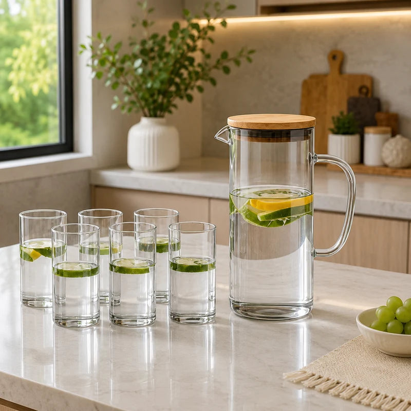 Smoke Crystal Glass Beverage Set – 7 Pieces