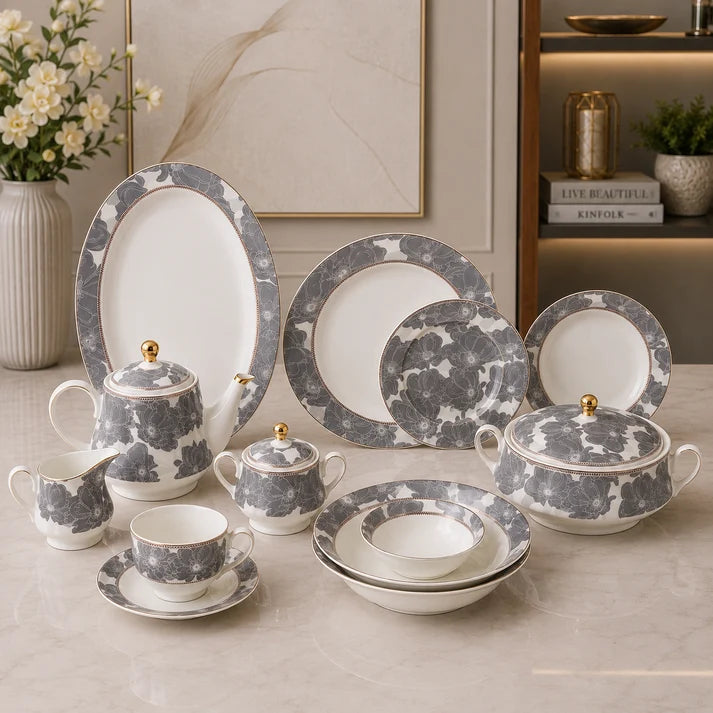 Silver Flora Prestige Dinner Set – 61 Pieces