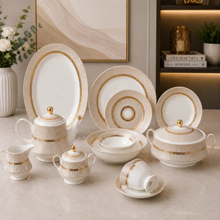 Golden Harmony Dinner Set – 61 Pieces
