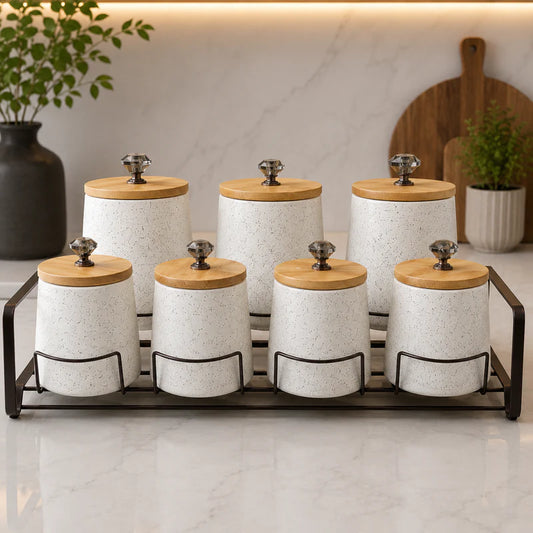 Premium Ceramic Kitchen Storage Jar Set – 8 Piece