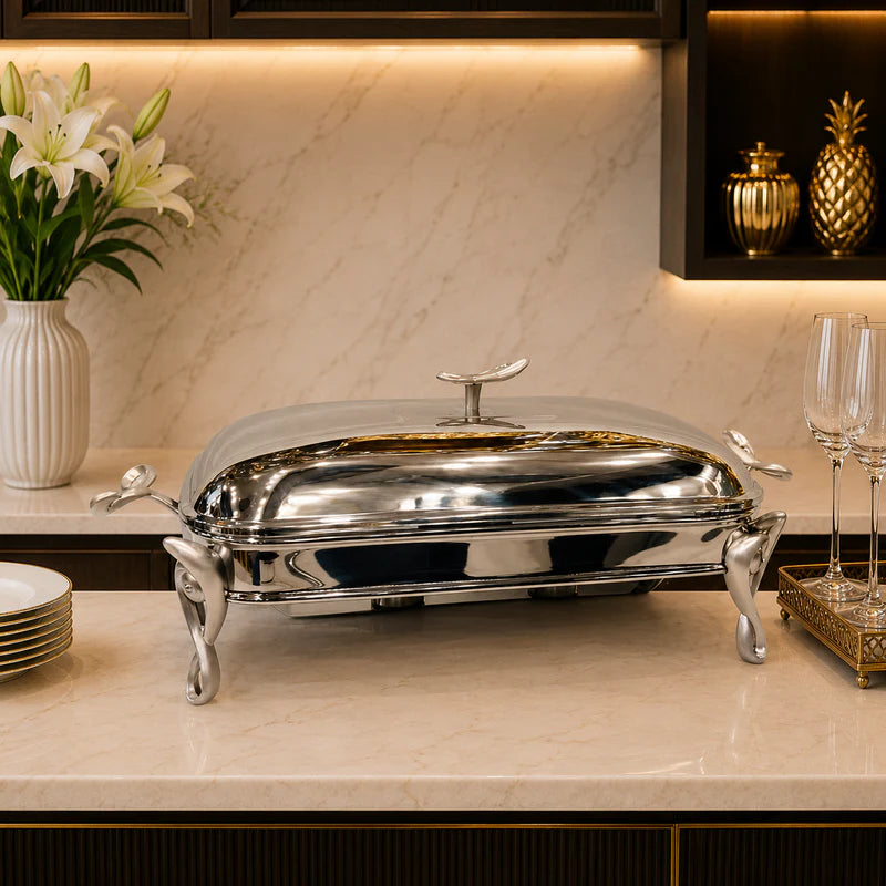 Premium 3L Rectangular Stainless Steel Chafing Dish – Silver Finish