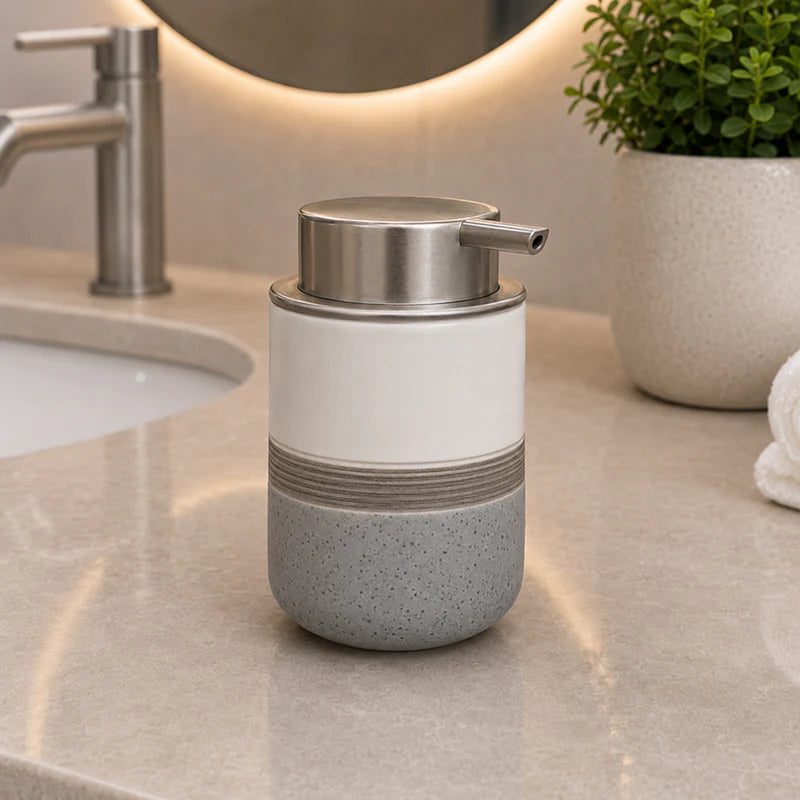 Modern Ceramic Soap Dispenser with Silver Pump