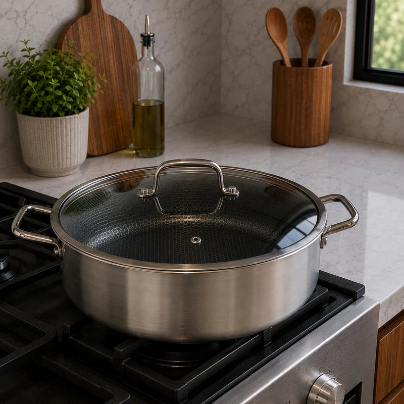 Stainless Steel Casserole with Glass Lid | 32cm
