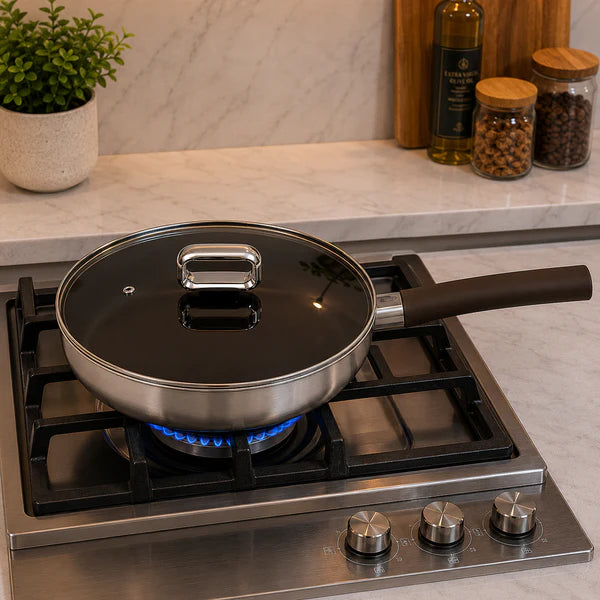 Stainless Steel Fry Pan with Glass Lid
