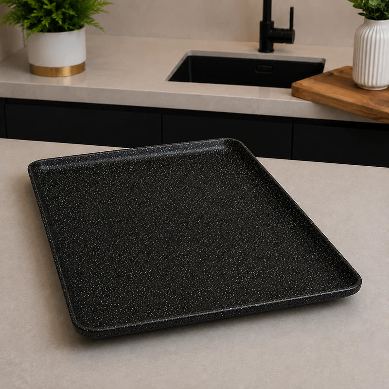 Winsor England 13 Inch Porcelain Rectangular Serving Plate – Black Speckled Finish