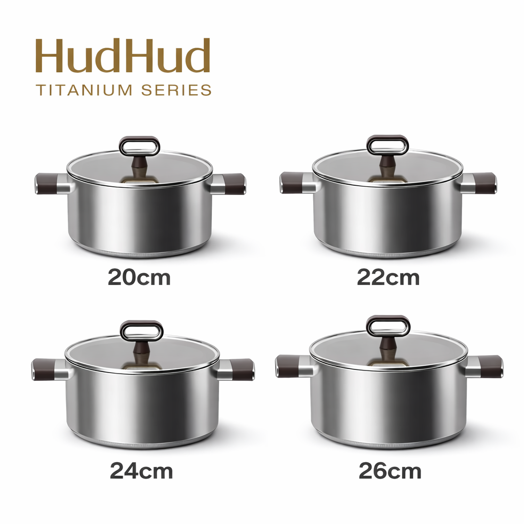 HudHud Titanium Stock Pot – 20 –26cm