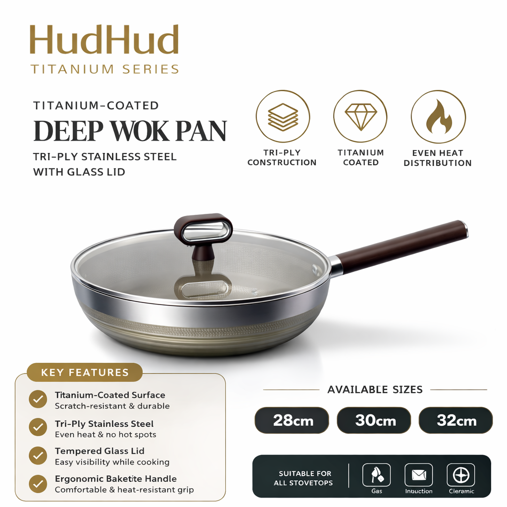 HudHud Titanium Wok Pan – 28–32cm