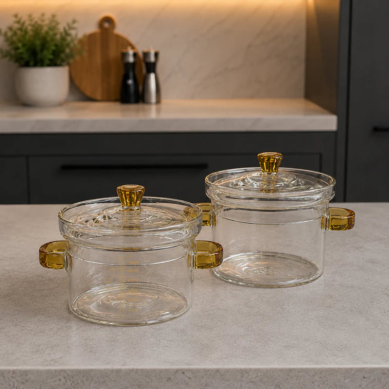 Premium Fireproof Glass Cooking Pot Set