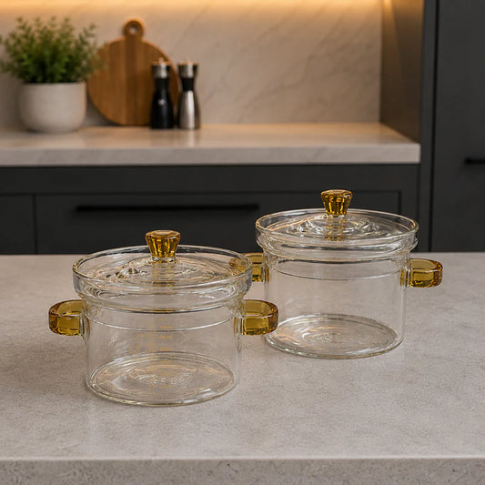 Premium Fireproof Glass Cooking Pot Set