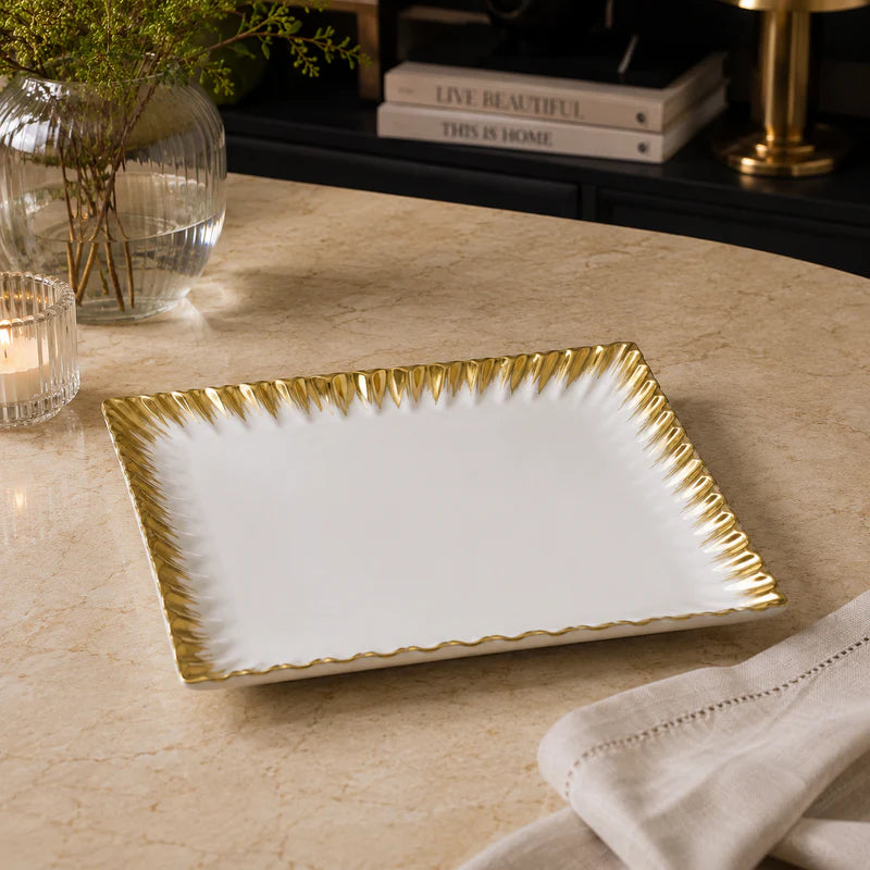 Brilliant Gold Edge Square Serving Plate