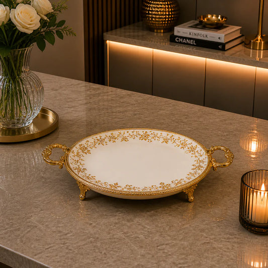 Brilliant Royal Gold Oval Flat Serving Tray – 46x30x6cm