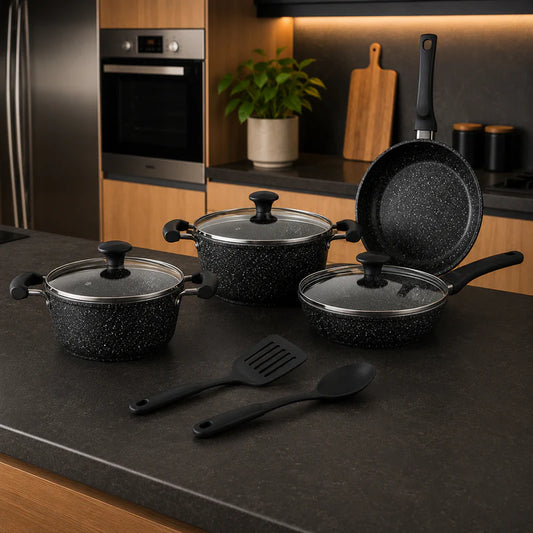 Prestige Essent Granite Cookware Set Black – 9pcs