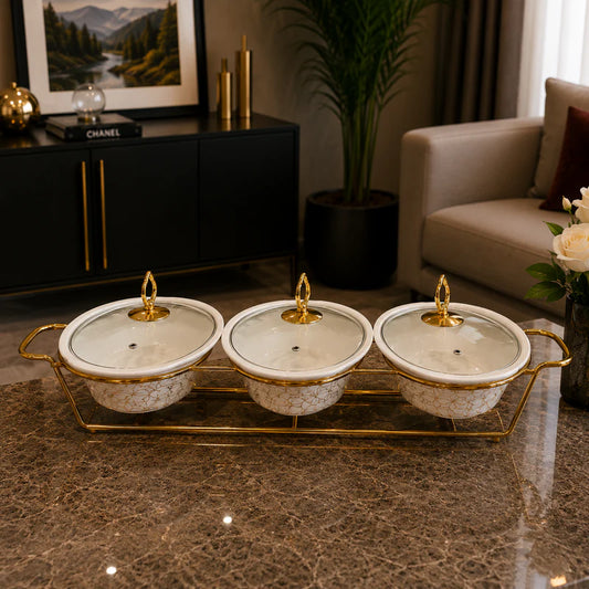 Triple Oval Serving Dish Set - 9 Inches