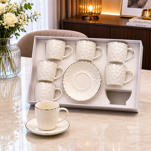 Diamond Elegance Ceramic Coffee Set - 12Pcs